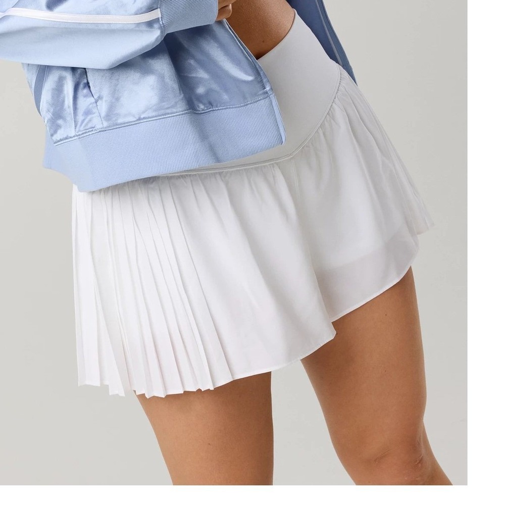 Aerie Real Good Pleated Tennis Skirt Womens Medium White High Waisted NWT